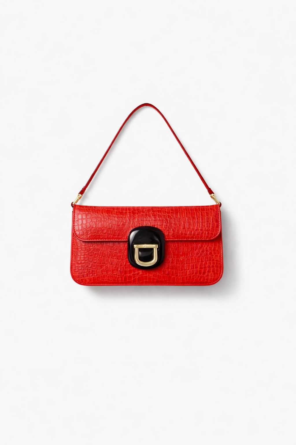 Elegant bright red crocodile leather Bag